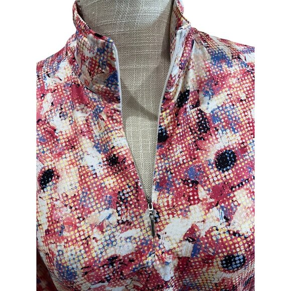 EP New York Bold Floral Pattern Long-Sleeve Zip-Up Blouse Womens M - Picture 4 of 10